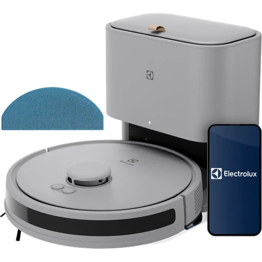 Electrolux 700 Robotdammsugare ER71UW2UG i grått med tömningsstation, moppduk och Electrolux-appen