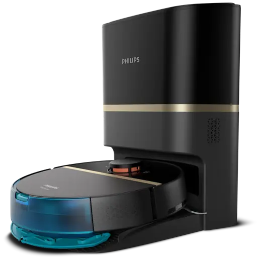 Philips HomeRun 7000 Series Aqua XU7100/01 i svart och guld med station för automatisk tömning