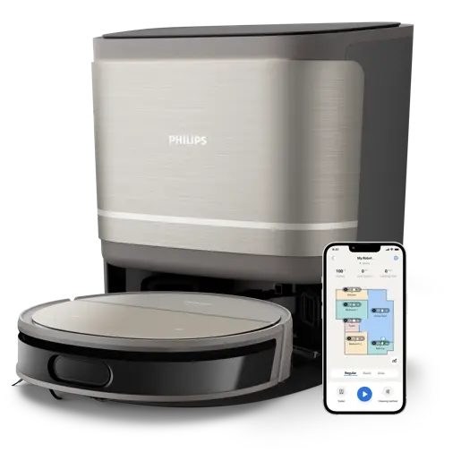Philips HomeRun 9000 Series XU9100/10 med station som tömmer, tvättar och torkar moppen